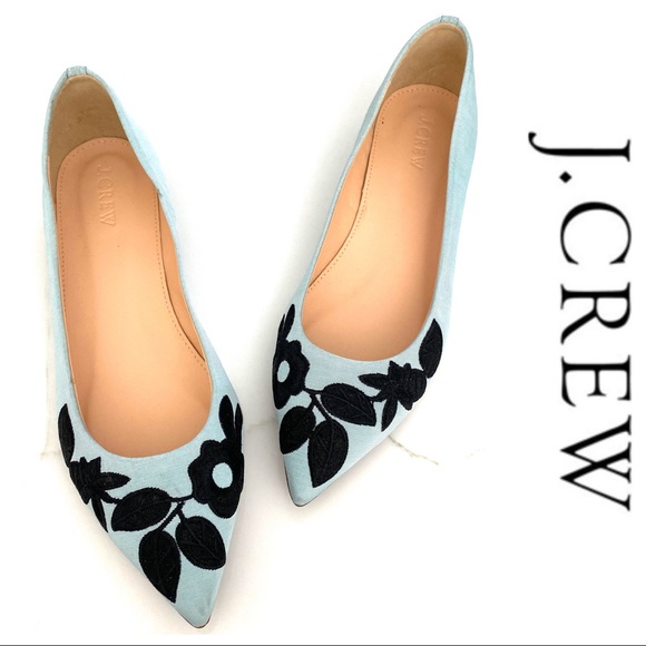 J. Crew Shoes - J. CREW • Embroidered Pointed toe Flats